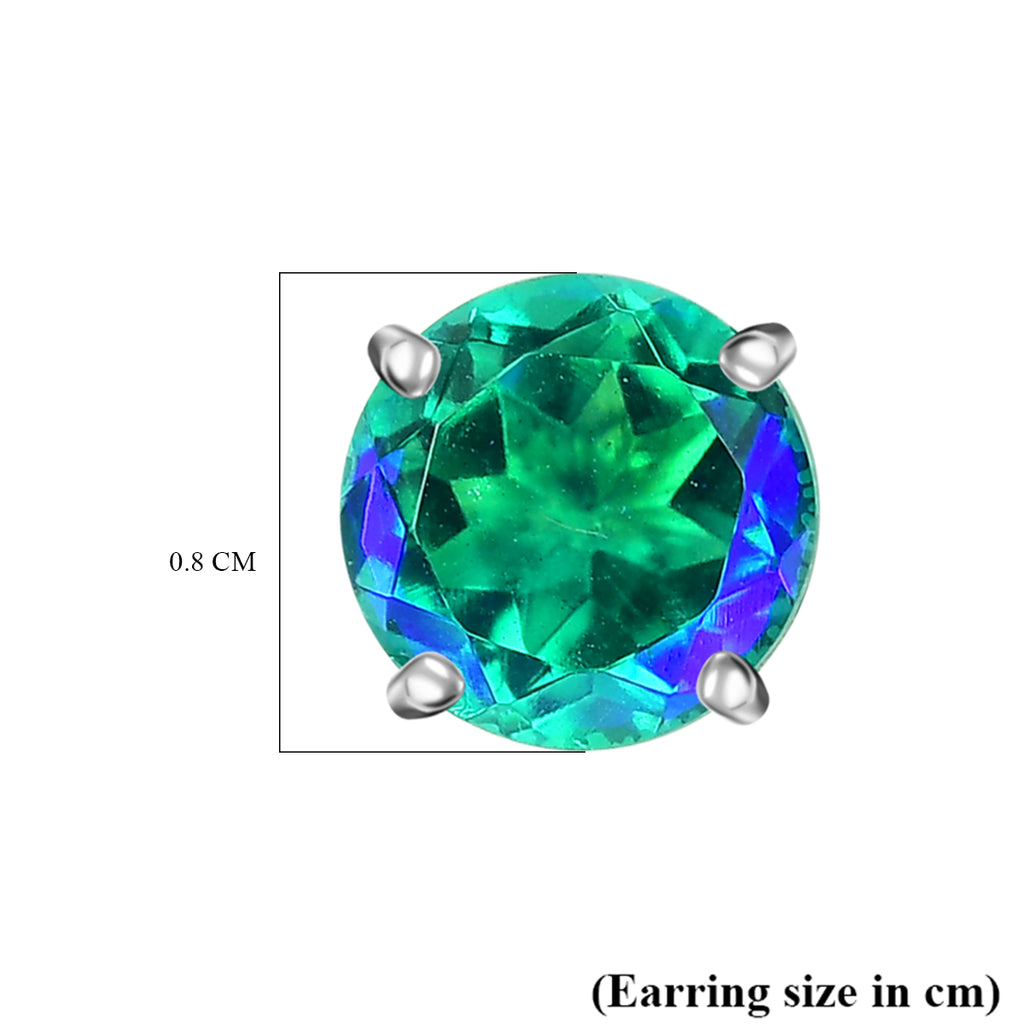 Peacock Triplet Quartz Earring with Push Back Sterling Silver 2.90 Ct._8275660_5
