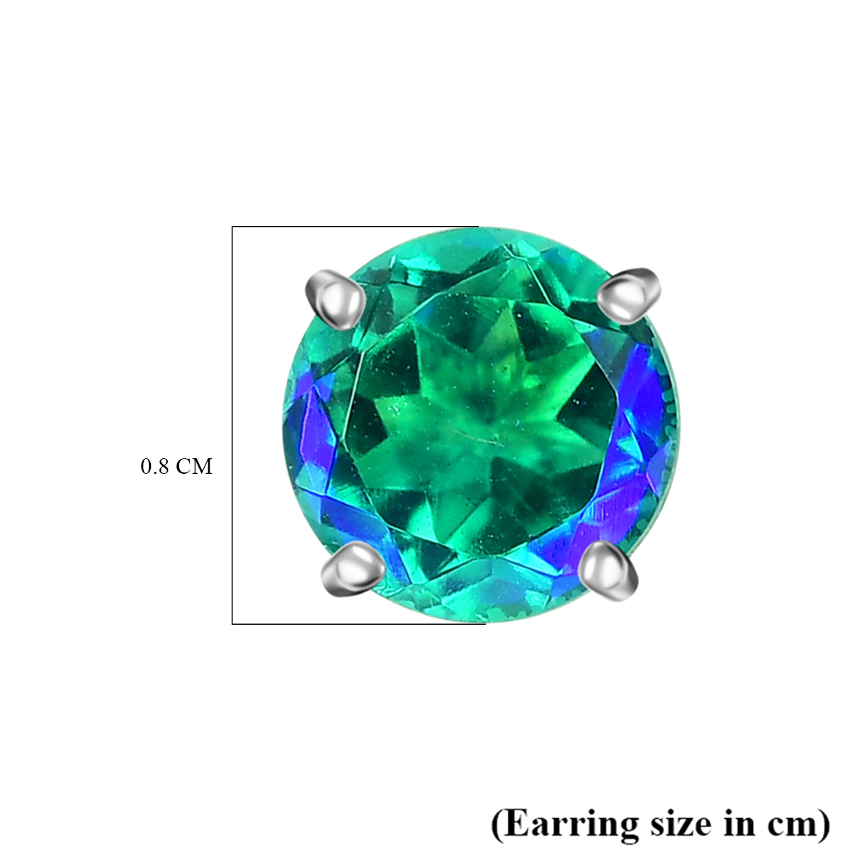 Peacock Triplet Quartz Solitaire Stud Earring with Push Back Sterling Silver 2.90 Ct. V32668915 5
