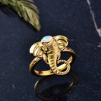 Ethiopian Opal Elephant Head Ring in Yellow Gold Plated Sterling Silver_8275963_1
