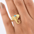 Ethiopian Opal Elephant Head Ring in Yellow Gold Plated Sterling Silver_8275963_2