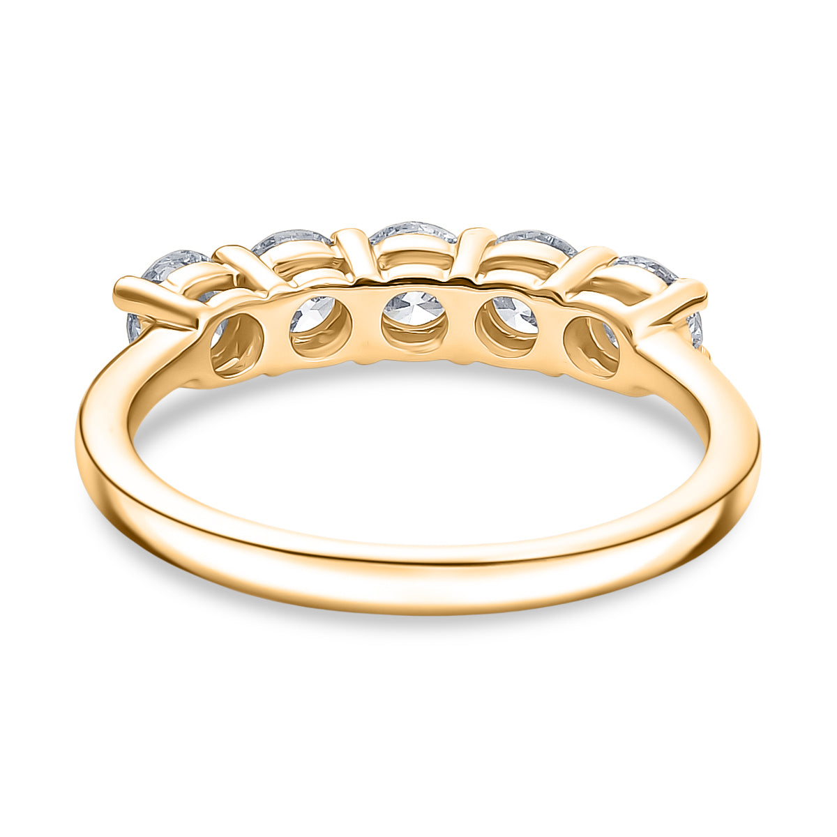 LUXURIANT 1 Ct. Lab Grown Diamond 5-Stone Ring in 18K Vermeil Yellow Gold Sterling Silver SGL Certified (SI-GH) 8276088 5
