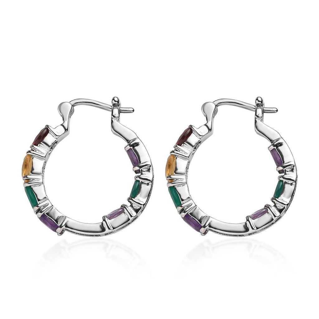 EverTrue Multi Gemstones Inside Out Hoop Earrings with Clasp 5.96 Ct._8276455_3