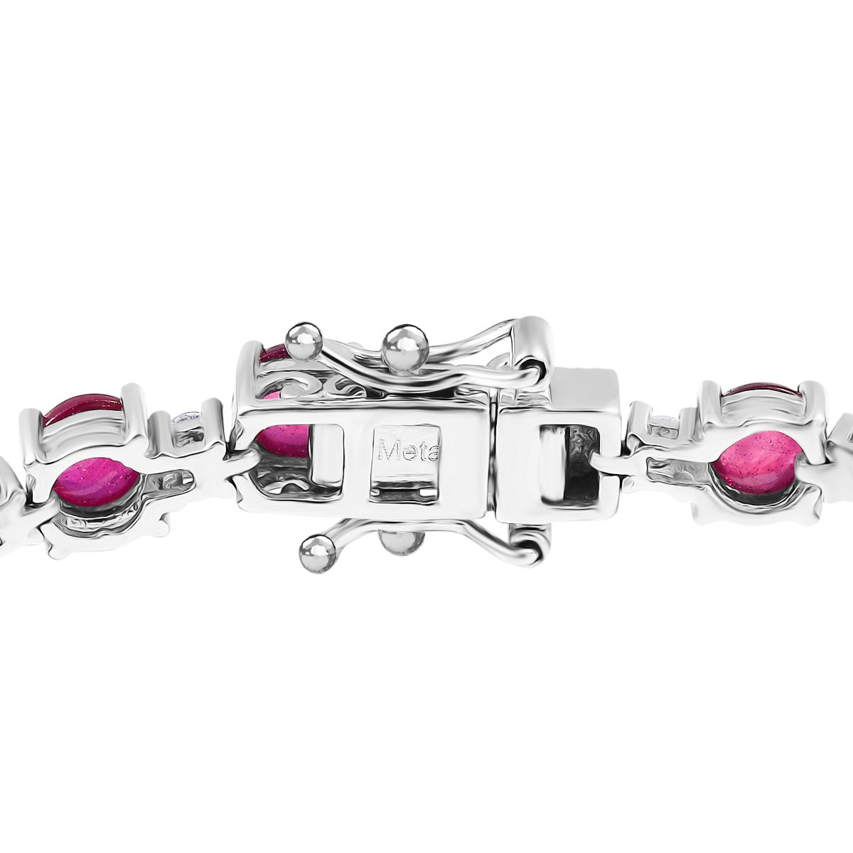 D'Joy African Ruby &amp; White Zircon Panther Head Tennis Bracelet (Size - 7.5) with GB Lock Box in Rhodium Overlay Sterling Silver 16.33 Ct. V32616479 4