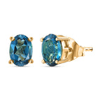 Marambaia London Blue Topaz Solitaire Stud Earring with Push Back in Yellow Gold Plated Sterling Silver 1.98 Ct._8276626