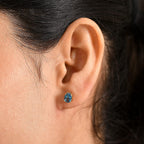 Marambaia London Blue Topaz Solitaire Stud Earring with Push Back in Yellow Gold Plated Sterling Silver 1.98 Ct._8276626_2