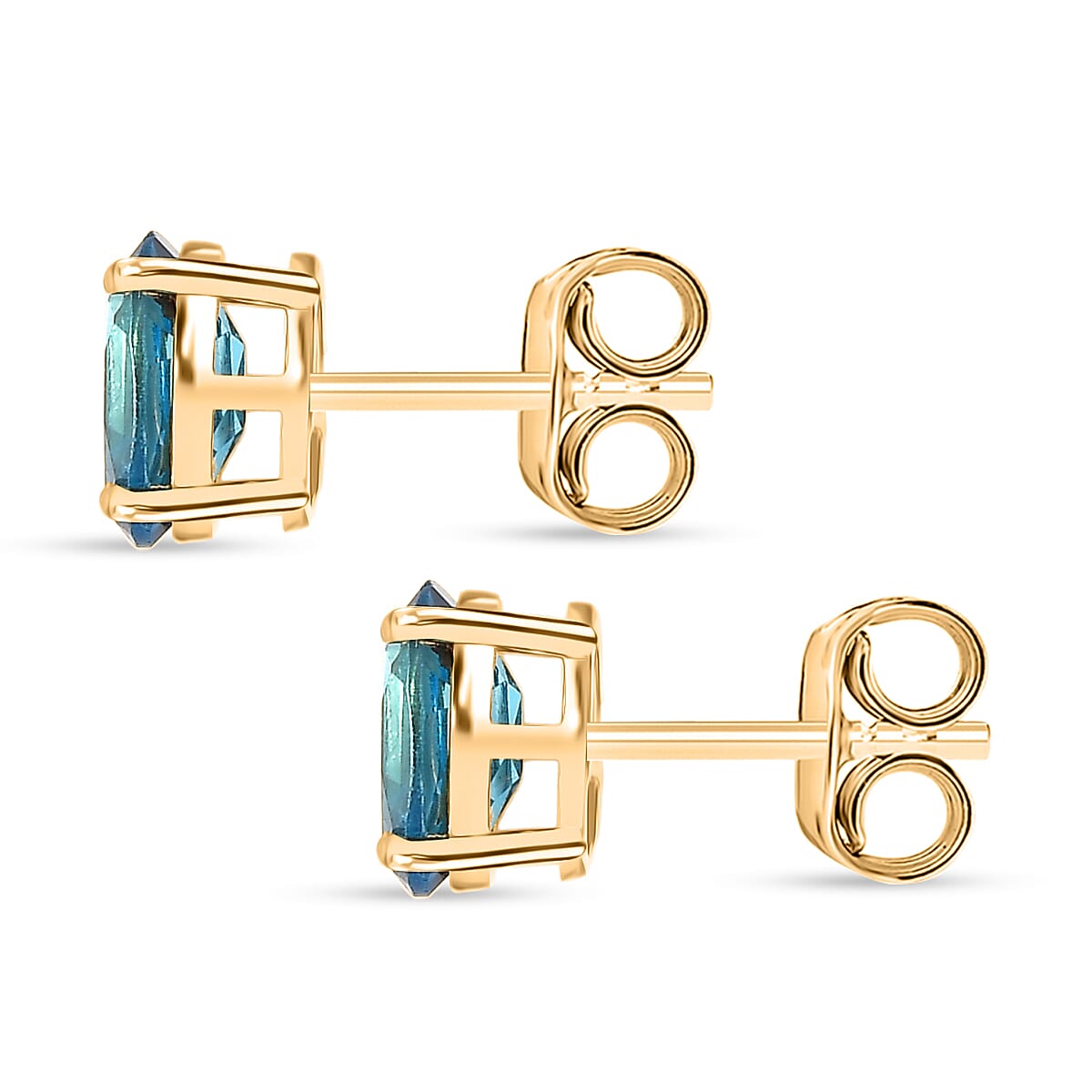 Marambaia London Blue Topaz Solitaire Stud Earring with Push Back in Yellow Gold Plated Sterling Silver 1.98 Ct. 8276626 4