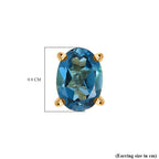 Marambaia London Blue Topaz Solitaire Stud Earring with Push Back in Yellow Gold Plated Sterling Silver 1.98 Ct._8276626_4