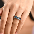 D'Joy Marambaia London Blue Topaz 5 Stone Ring in Platinum Overlay Sterling Silver 4.79 Ct._8276665_2