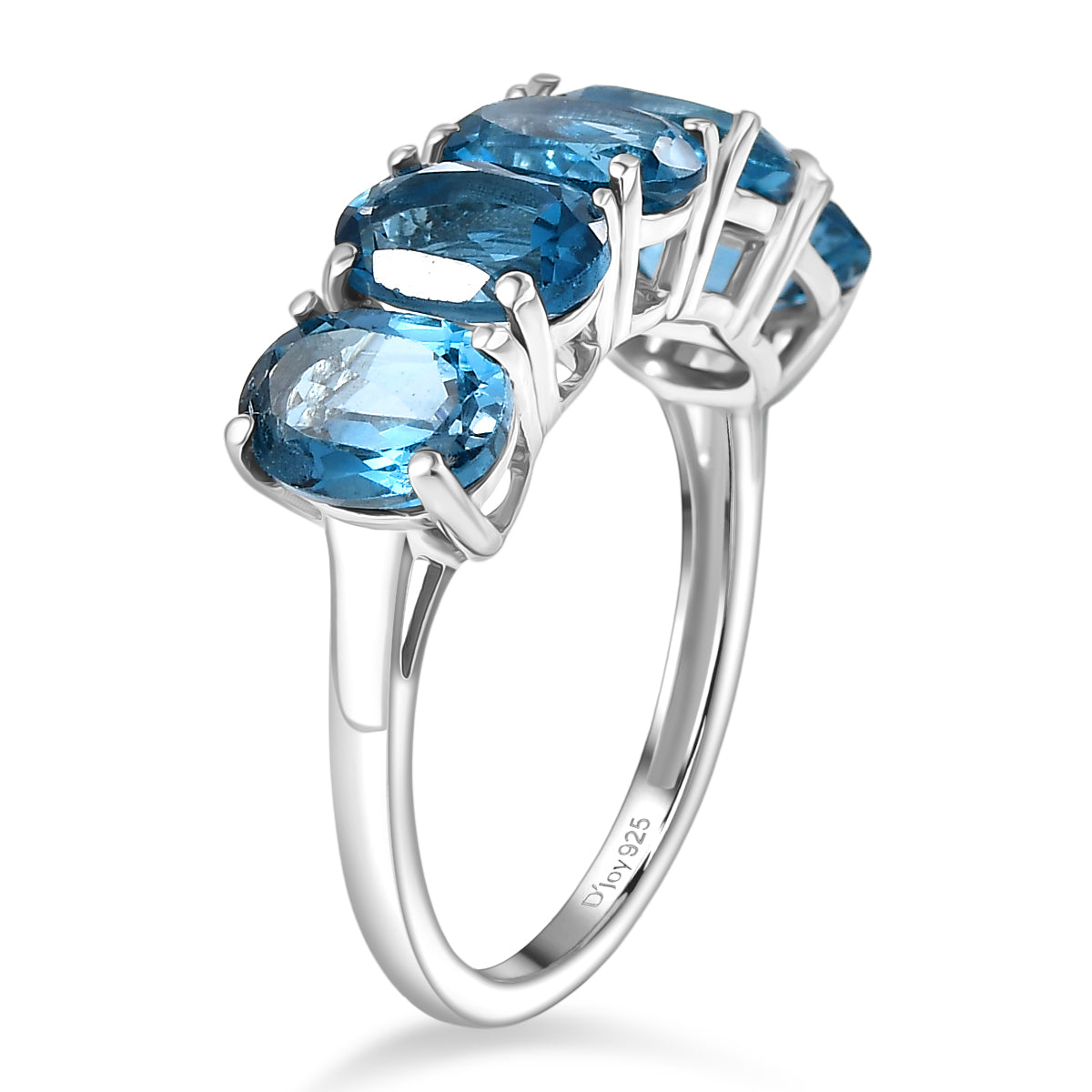 D'Joy Marambaia London Blue Topaz 5-Stone Ring in Platinum Overlay Sterling Silver 4.79 Ct. V32520138 4