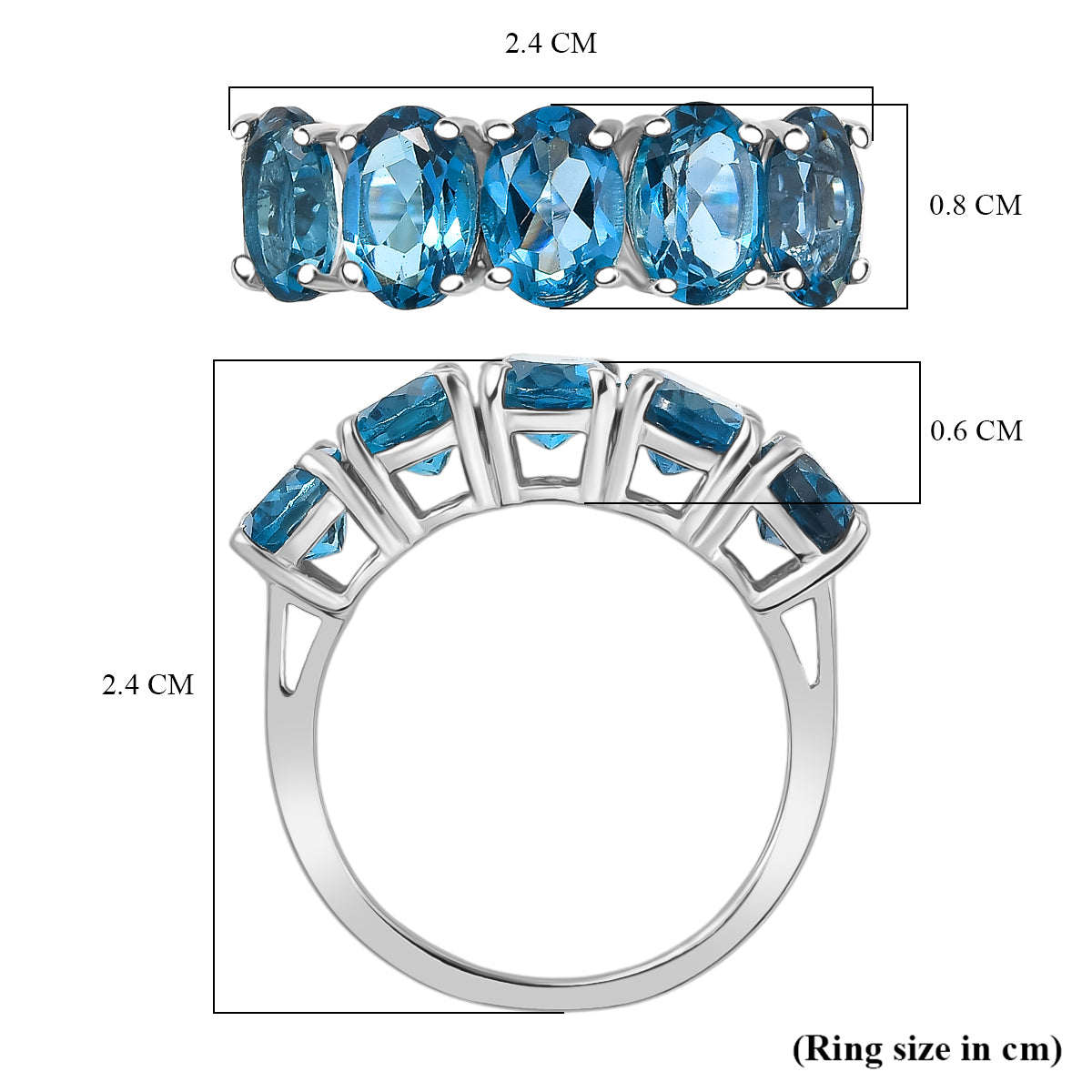D'Joy Marambaia London Blue Topaz 5-Stone Ring in Platinum Overlay Sterling Silver 4.79 Ct. V32520138 6
