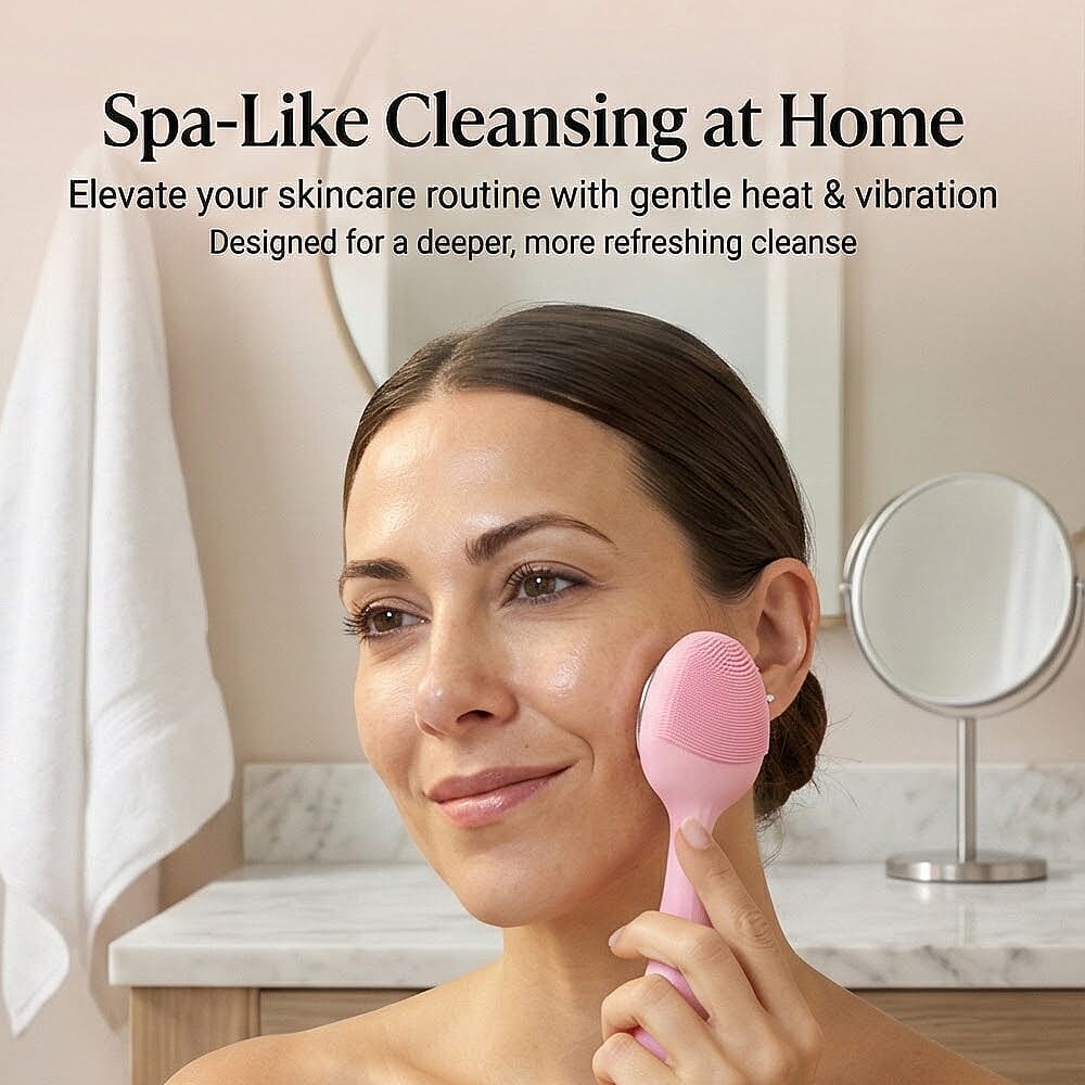Blushly Vibrating Silicone Facial Cleansing Tool with Heat Treatment - Pink 8276812 2