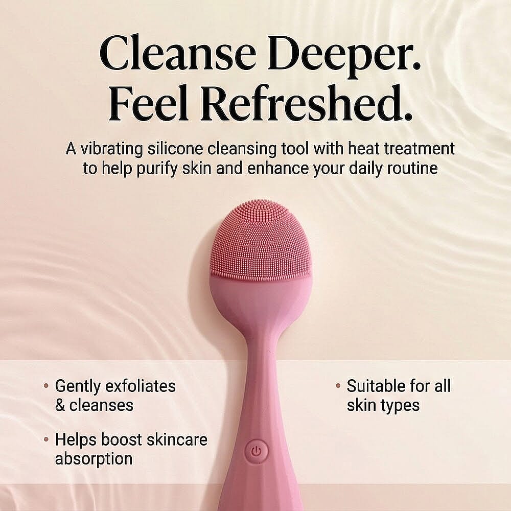 Blushly Vibrating Silicone Facial Cleansing Tool with Heat Treatment - Pink 8276812 3