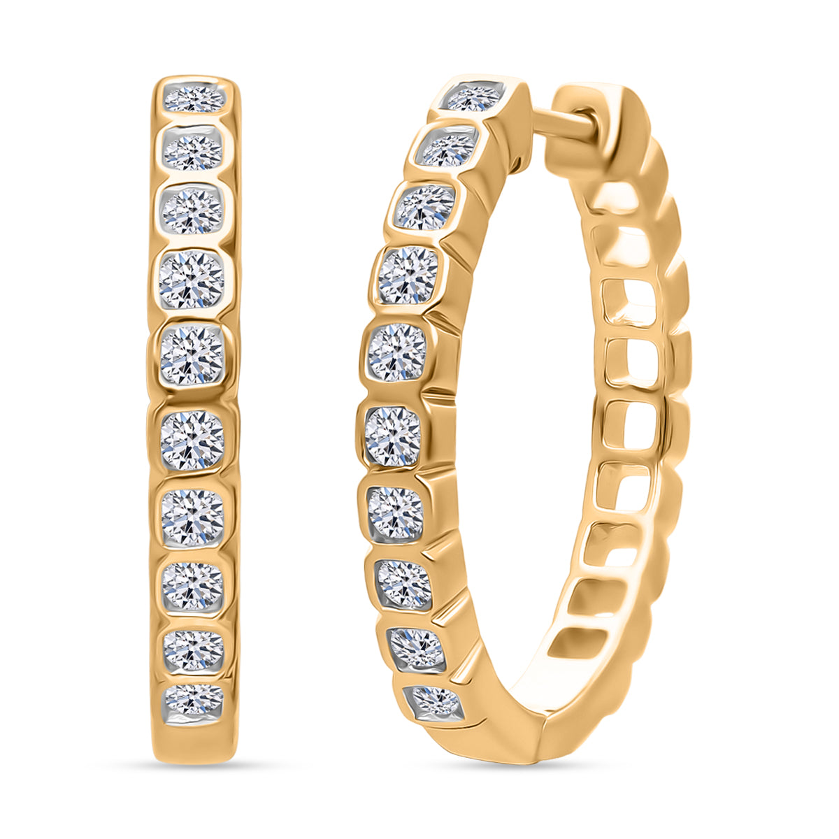 LUXURIANT 0.50 Ct. Lab Grown Diamond Hoop Earring in 18K Vermeil Yellow Gold Plated Sterling Silver (SI-GH) 8276813 0