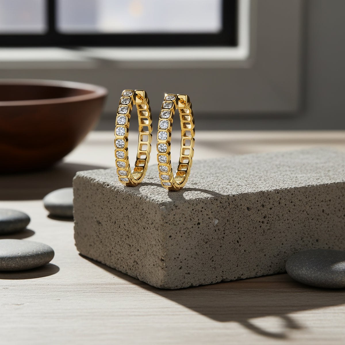 LUXURIANT 0.50 Ct. Lab Grown Diamond Hoop Earring in 18K Vermeil Yellow Gold Plated Sterling Silver (SI-GH) 8276813 2