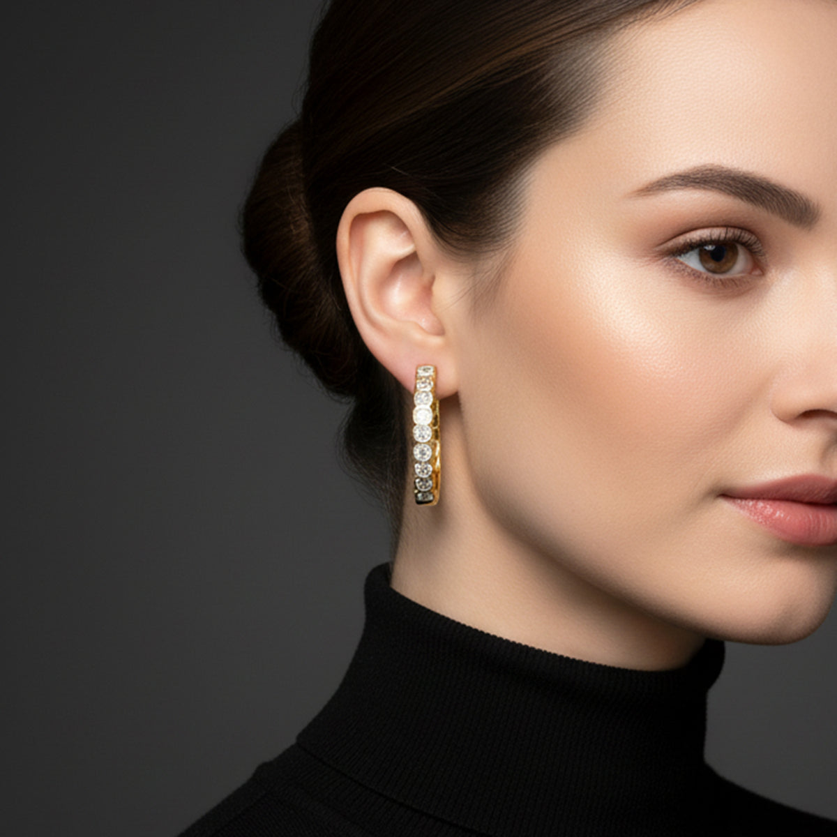 LUXURIANT 0.50 Ct. Lab Grown Diamond Hoop Earring in 18K Vermeil Yellow Gold Plated Sterling Silver (SI-GH) 8276813 3