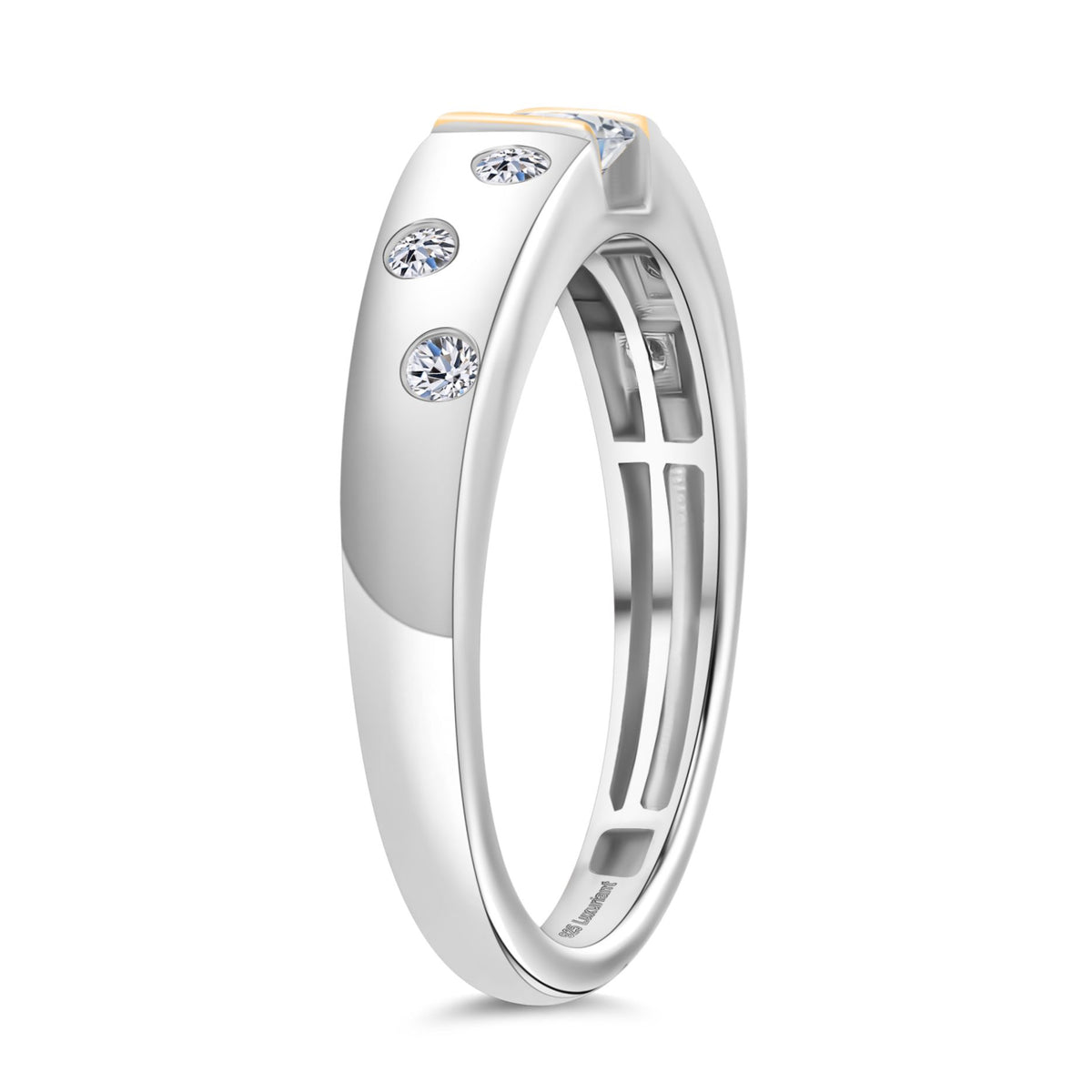 LUXURIANT Lab Grown Diamond Band Ring in Rhodium and 18K Yellow Gold Plated Sterling Silver 0.50 Ct. (SI-GH) 8276885 3