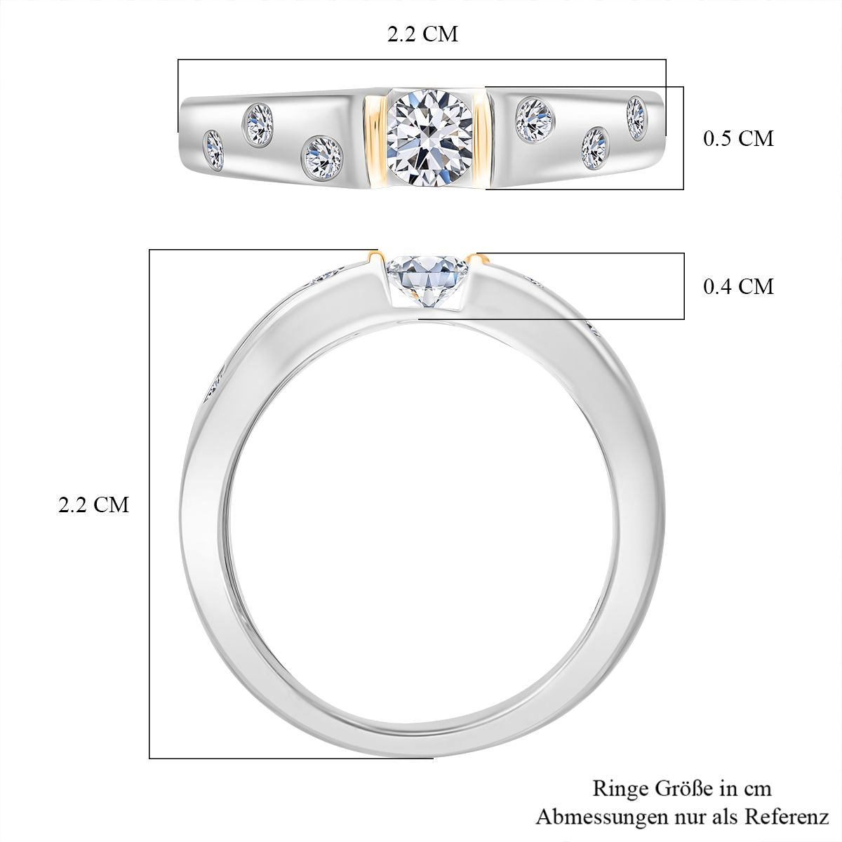 LUXURIANT Lab Grown Diamond Band Ring in Rhodium and 18K Yellow Gold Plated Sterling Silver 0.50 Ct. (SI-GH) 8276885 5