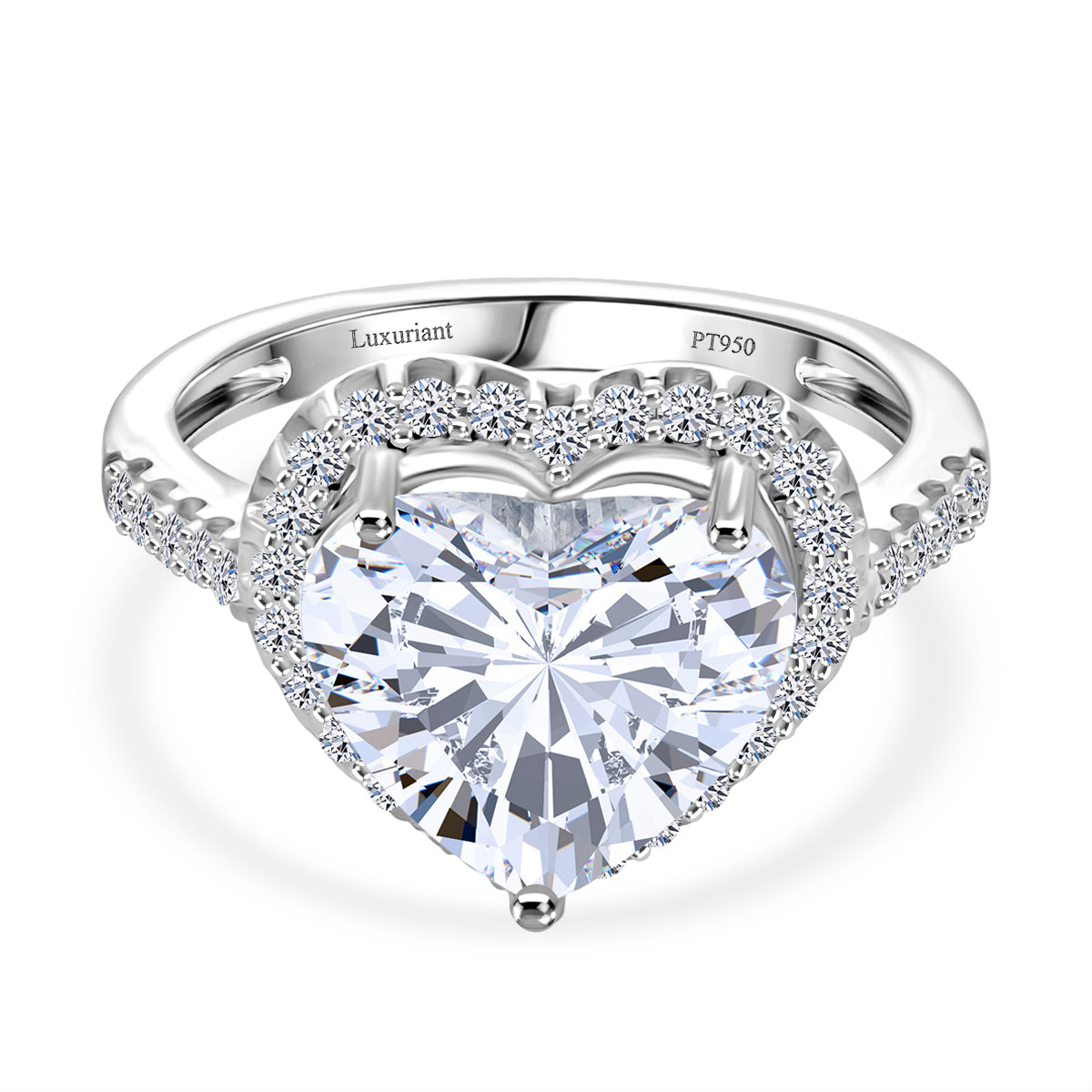 LUXURIANT 5.50 Ct. Lab Grown Diamond Halo Heart Ring in 950 Platinum IGI Certified (VS-EF) 8276900 0