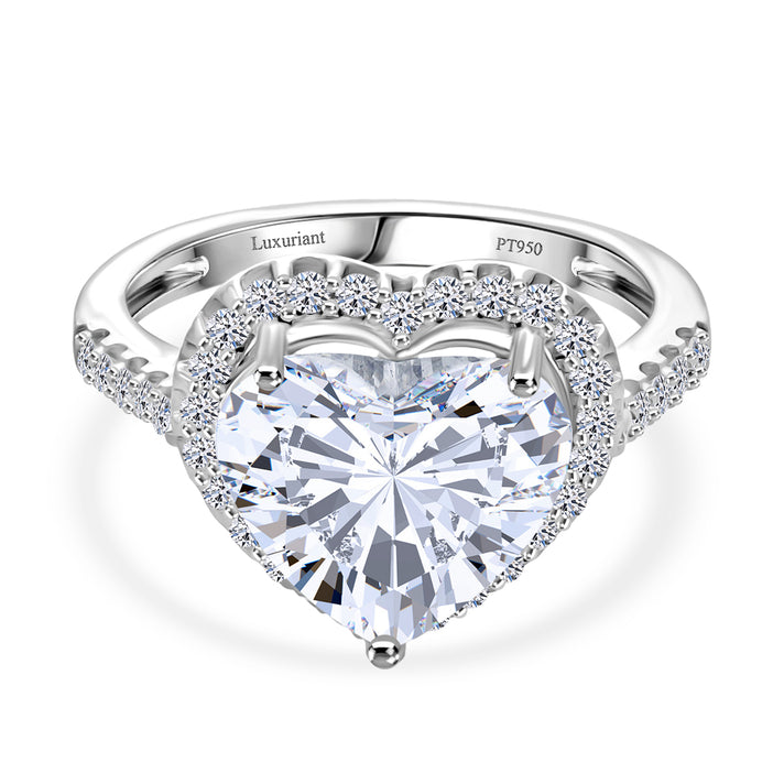 LUXURIANT 5.50 Ct. Lab Grown Diamond Halo Heart Ring in 950 Platinum IGI Certified (VS-EF) 8276900 1