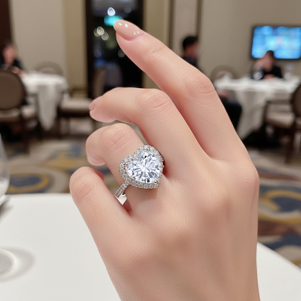 LUXURIANT 5.50 Ct. Lab Grown Diamond Halo Heart Ring in 950 Platinum IGI Certified (VS-EF) 8276900 3