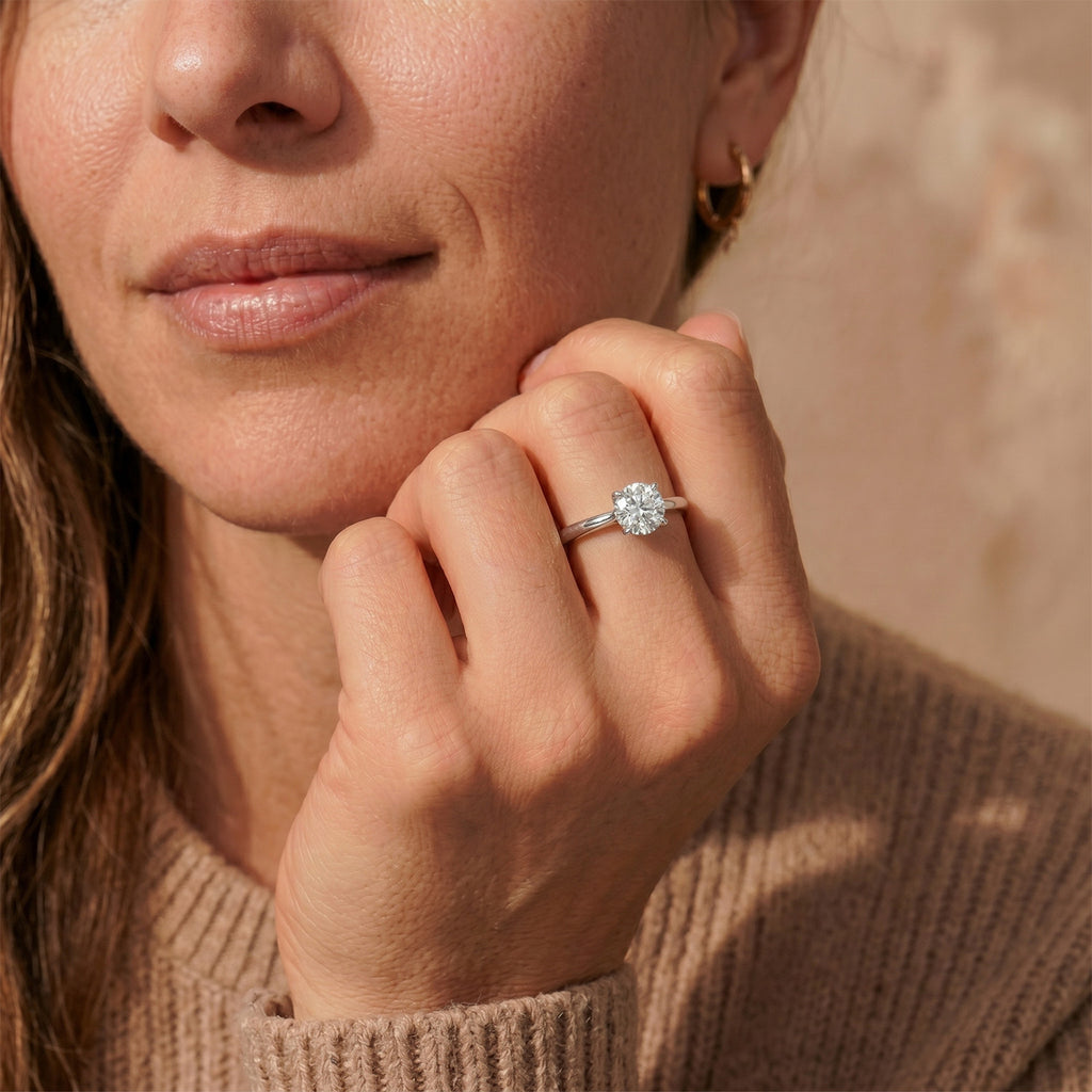 Luxuriant - Lab Grown Diamond (SI/G-H) Solitaire Ring in Rhodium Overlay Sterling Silver 1.00 Ct._8277022_1
