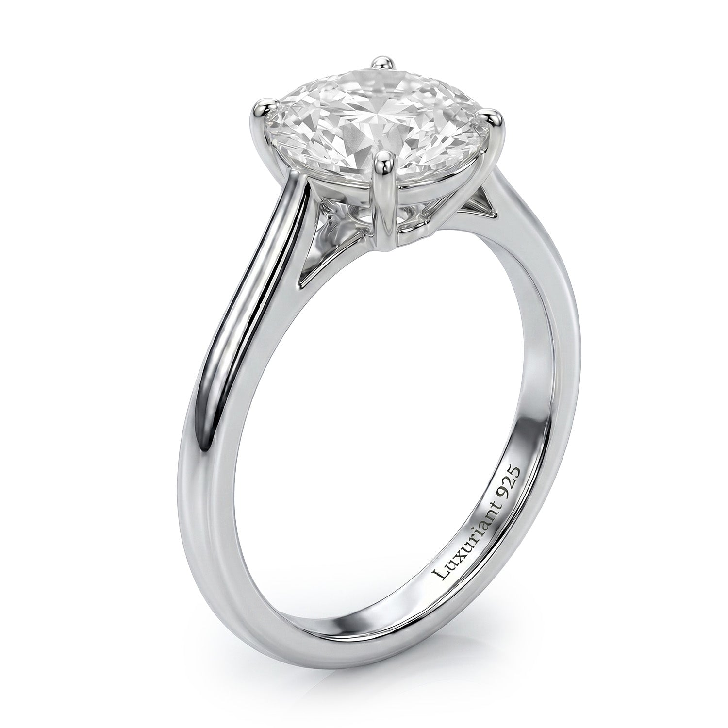 LUXURIANT 1 Ct. Lab Grown Diamond Round Cut Solitaire Ring in Rhodium Overlay Sterling Silver 8277022 4