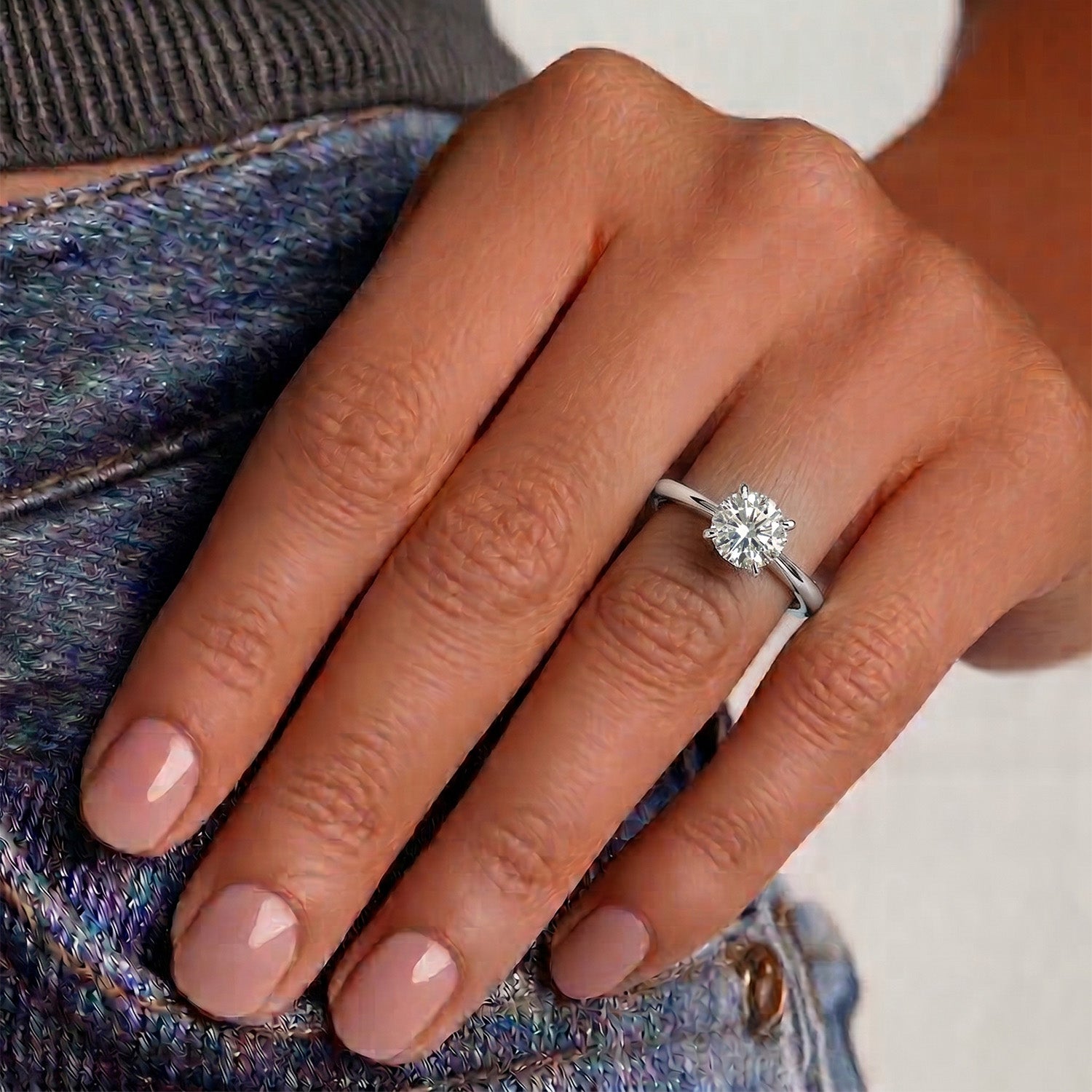 LUXURIANT 1 Ct. Lab Grown Diamond Round Cut Solitaire Ring in Rhodium Overlay Sterling Silver 8277022 5