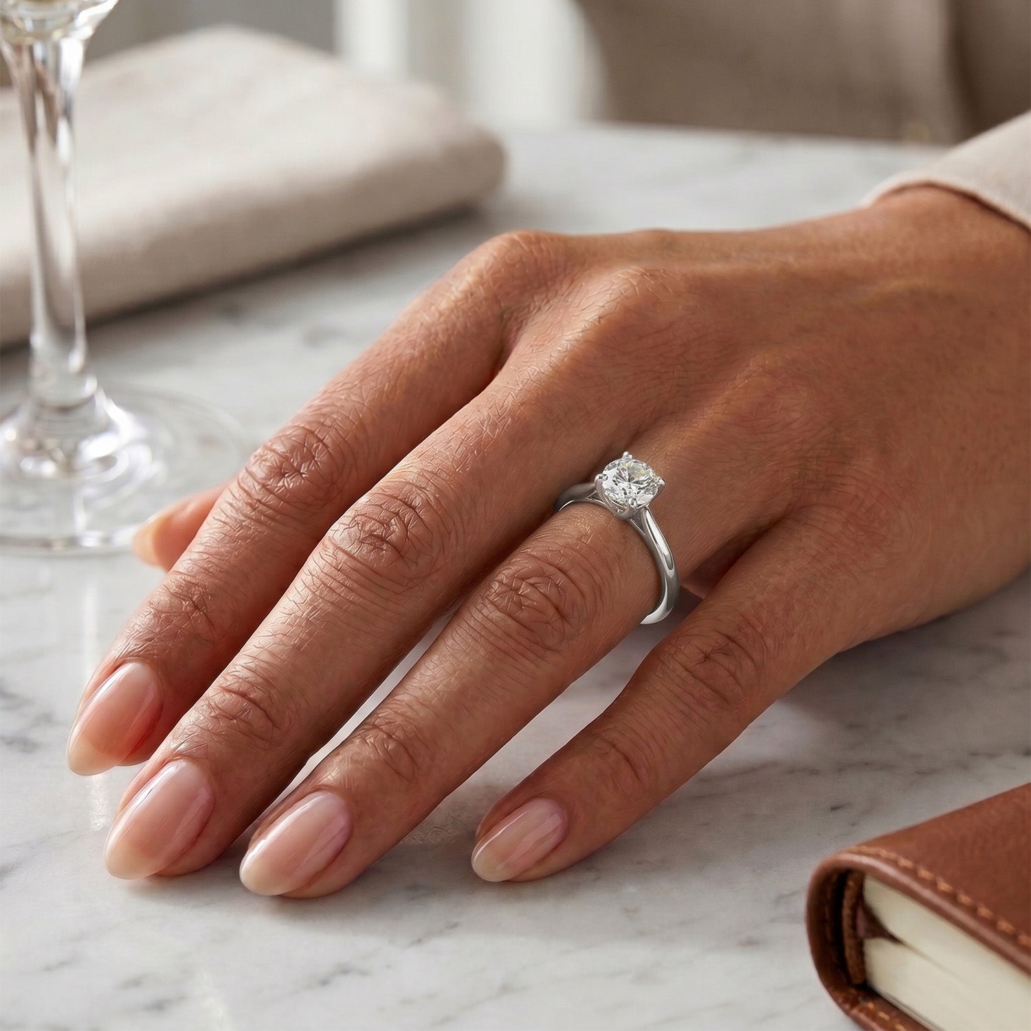 LUXURIANT 1 Ct. Lab Grown Diamond Round Cut Solitaire Ring in Rhodium Overlay Sterling Silver 8277022 6