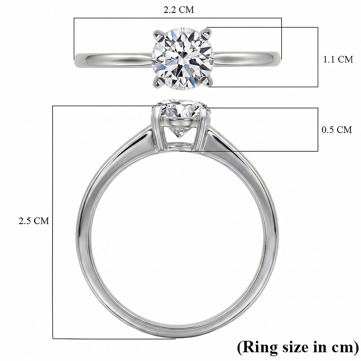 LUXURIANT 1 Ct. Lab Grown Diamond Round Cut Solitaire Ring in Rhodium Overlay Sterling Silver 8277022 7