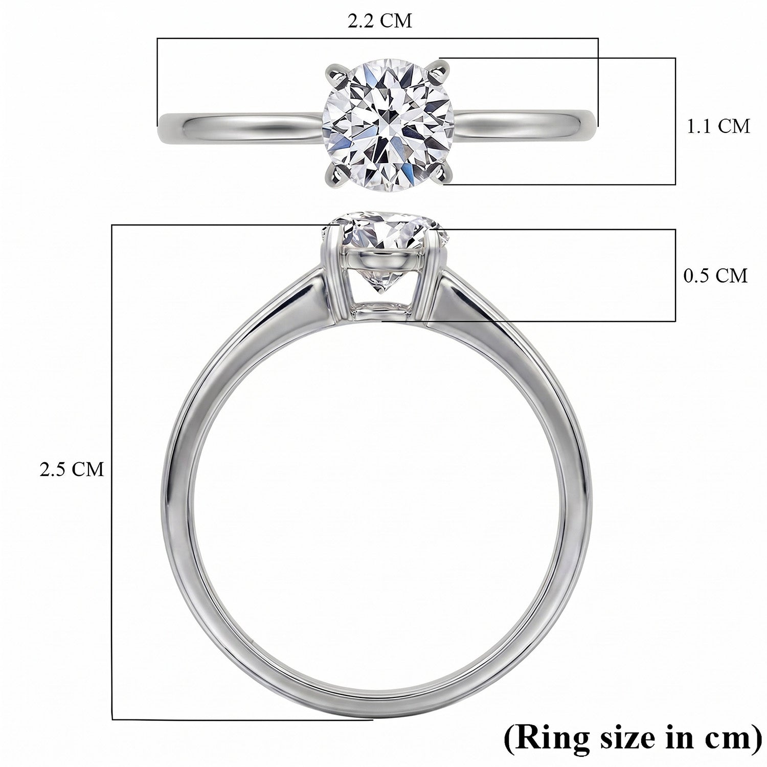 LUXURIANT 1 Ct. Lab Grown Diamond Round Cut Solitaire Ring in Rhodium Overlay Sterling Silver 8277022 7