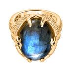 EverTrue Labradorite & Black Spinel Ring in Yellow Gold Plated 11.72 Ct._8277041