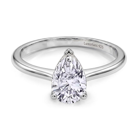LUXURIANT 1 Ct. Lab Grown Diamond Pear Cut Solitaire Ring in Rhodium Overlay Sterling Silver 8277058 1