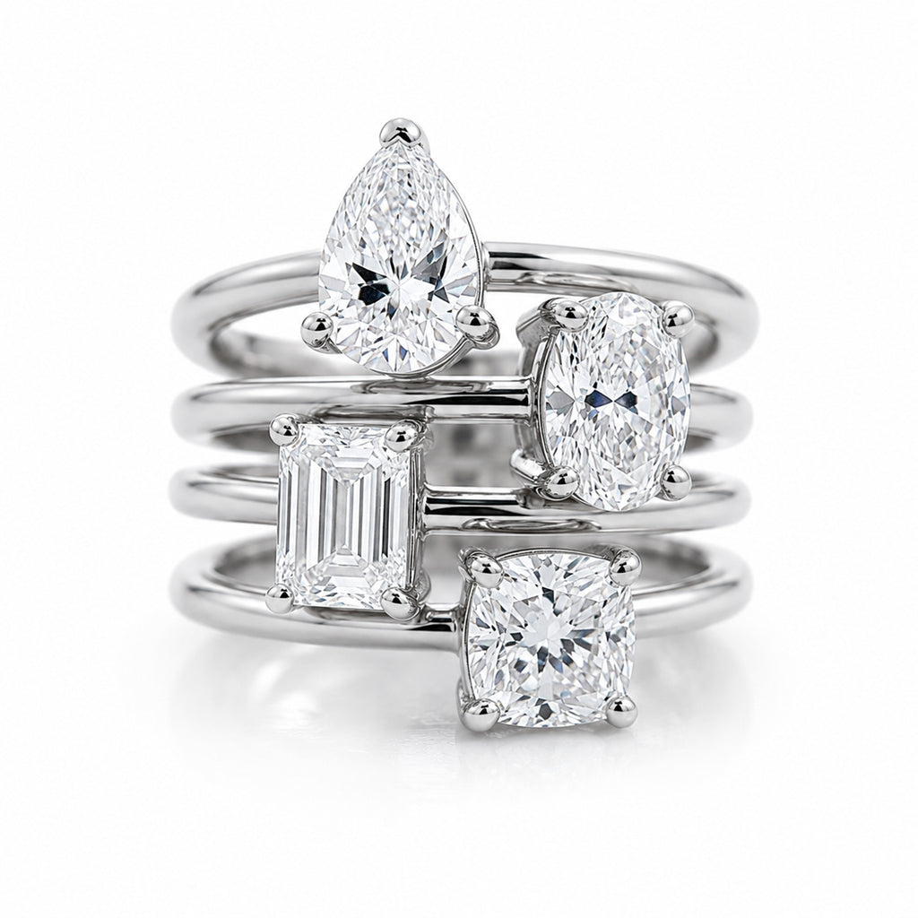 Luxuriant - Emerald Cut Lab Grown Diamond (SI/G-H) Solitaire Ring in Rhodium Overlay Sterling Silver 1.00 Ct._8277240_3