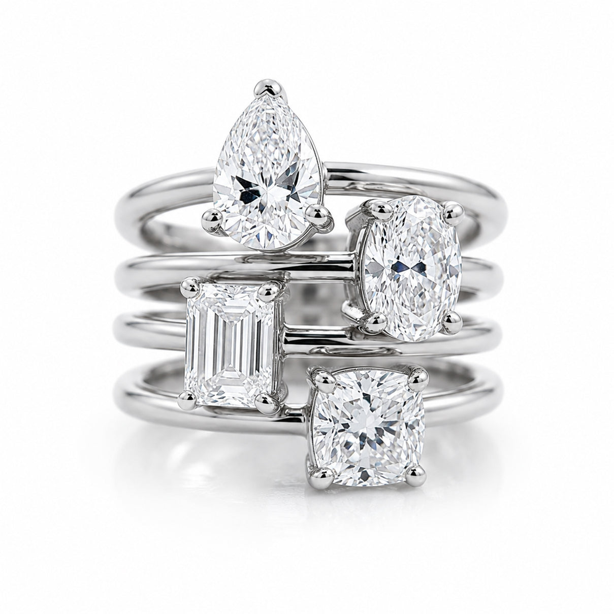 LUXURIANT 1 Ct. Lab Grown Diamond Emerald Cut Solitaire Ring in Rhodium Overlay Sterling Silver 8277240 3