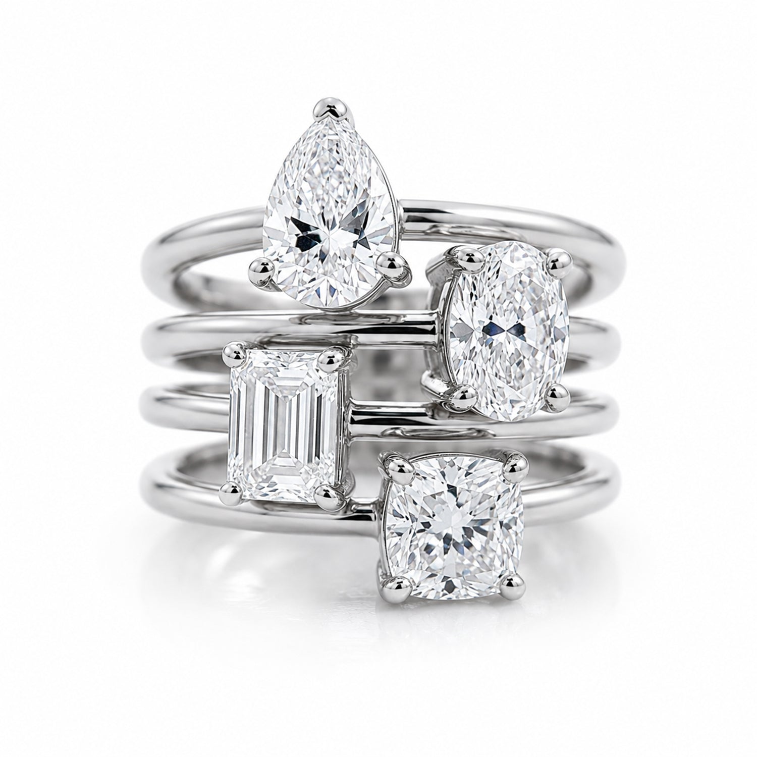 LUXURIANT 1 Ct. Lab Grown Diamond Emerald Cut Solitaire Ring in Rhodium Overlay Sterling Silver 8277240 3