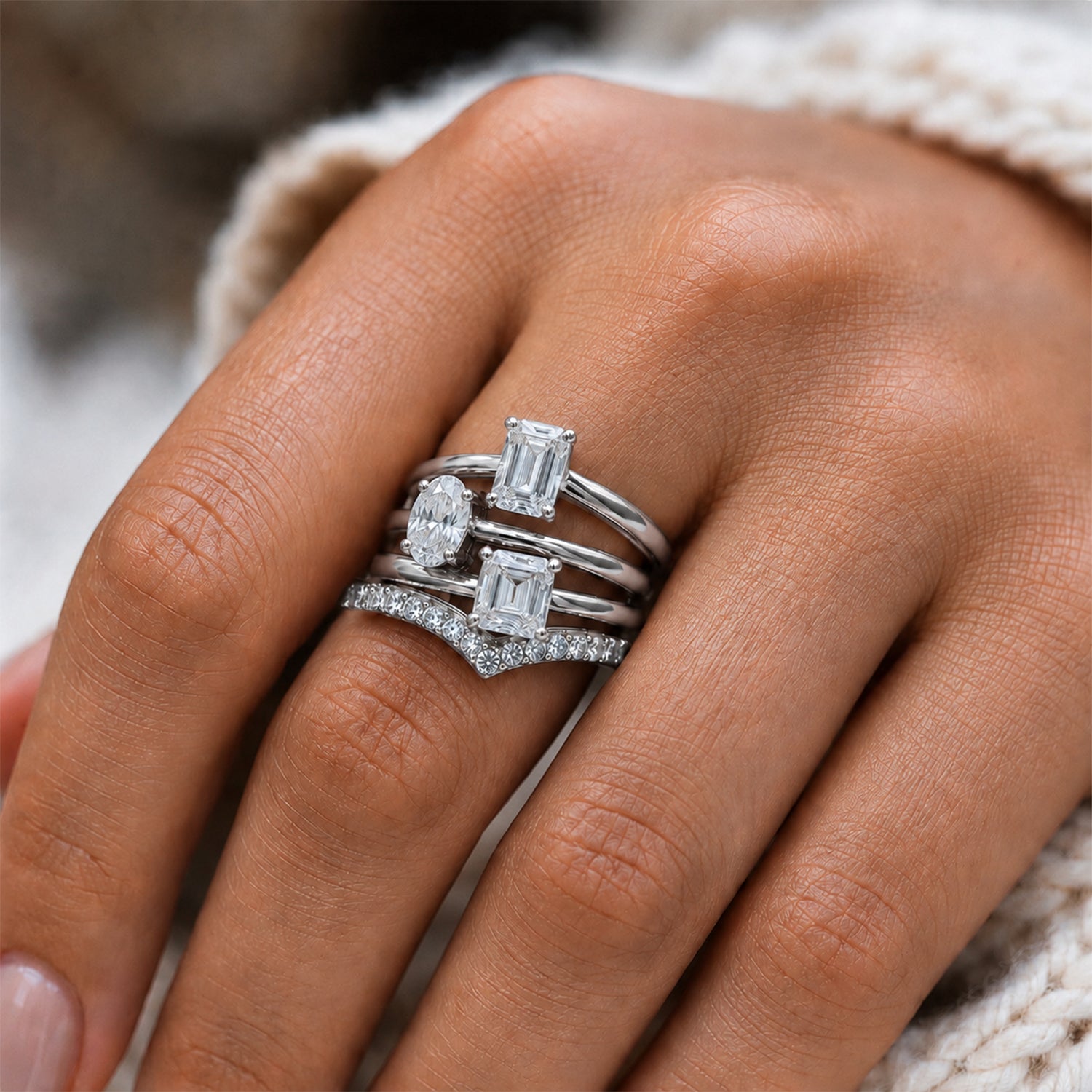 LUXURIANT 1 Ct. Lab Grown Diamond Emerald Cut Solitaire Ring in Rhodium Overlay Sterling Silver 8277240 4