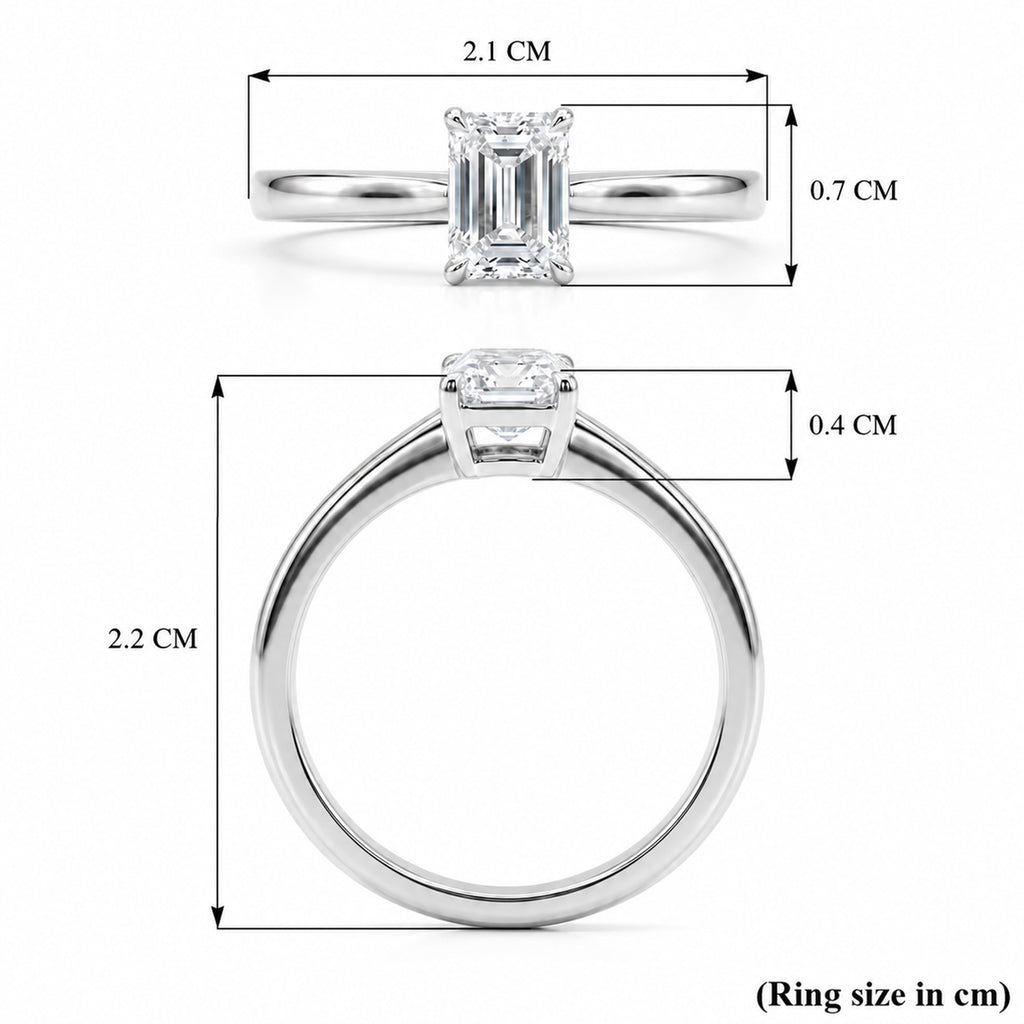 Luxuriant - Emerald Cut Lab Grown Diamond (SI/G-H) Solitaire Ring in Rhodium Overlay Sterling Silver 1.00 Ct._8277240_6