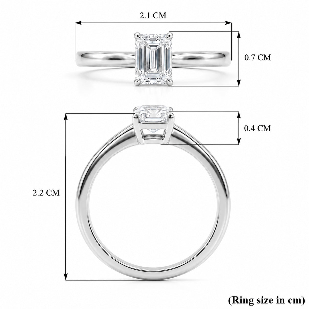 LUXURIANT 1 Ct. Lab Grown Diamond Emerald Cut Solitaire Ring in Rhodium Overlay Sterling Silver 8277240 6