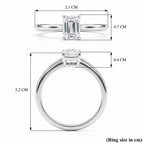 Luxuriant - Emerald Cut Lab Grown Diamond (SI/G-H) Solitaire Ring in Rhodium Overlay Sterling Silver 1.00 Ct._8277240_6
