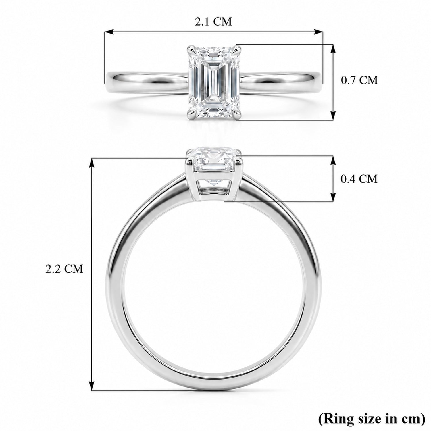 LUXURIANT 1 Ct. Lab Grown Diamond Emerald Cut Solitaire Ring in Rhodium Overlay Sterling Silver 8277240 6