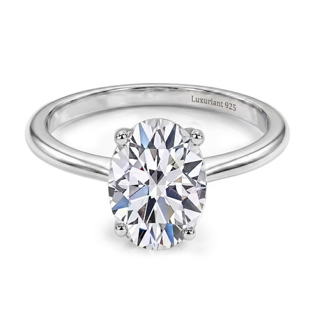 LUXURIANT 1 Ct. Lab Grown Diamond Oval Cut Solitaire Ring in Rhodium Overlay Sterling Silver 8277261 1