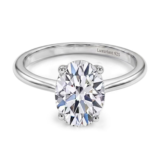 Luxuriant - Lab Grown Diamond (SI/G-H) Oval Cut Solitaire Ring in Rhodium Overlay Sterling Silver 1.00 Ct._8277261