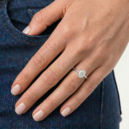 LUXURIANT 1 Ct. Lab Grown Diamond Oval Cut Solitaire Ring in Rhodium Overlay Sterling Silver 8277261 2