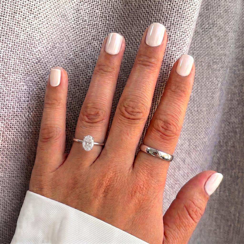 Luxuriant - Lab Grown Diamond (SI/G-H) Oval Cut Solitaire Ring in Rhodium Overlay Sterling Silver 1.00 Ct._8277261_2