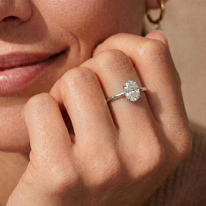 LUXURIANT 1 Ct. Lab Grown Diamond Oval Cut Solitaire Ring in Rhodium Overlay Sterling Silver 8277261 2