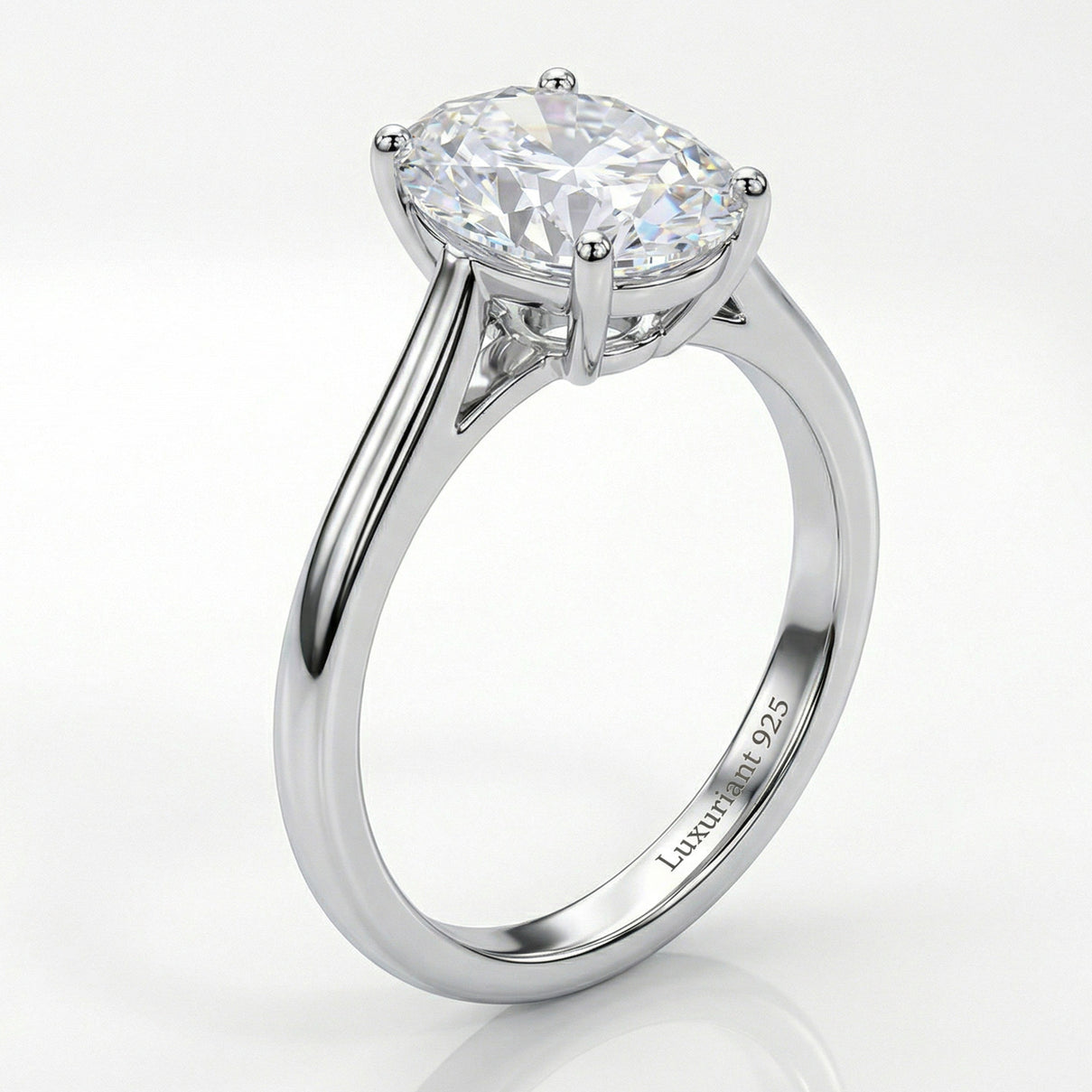 LUXURIANT 1 Ct. Lab Grown Diamond Oval Cut Solitaire Ring in Rhodium Overlay Sterling Silver 8277261 4