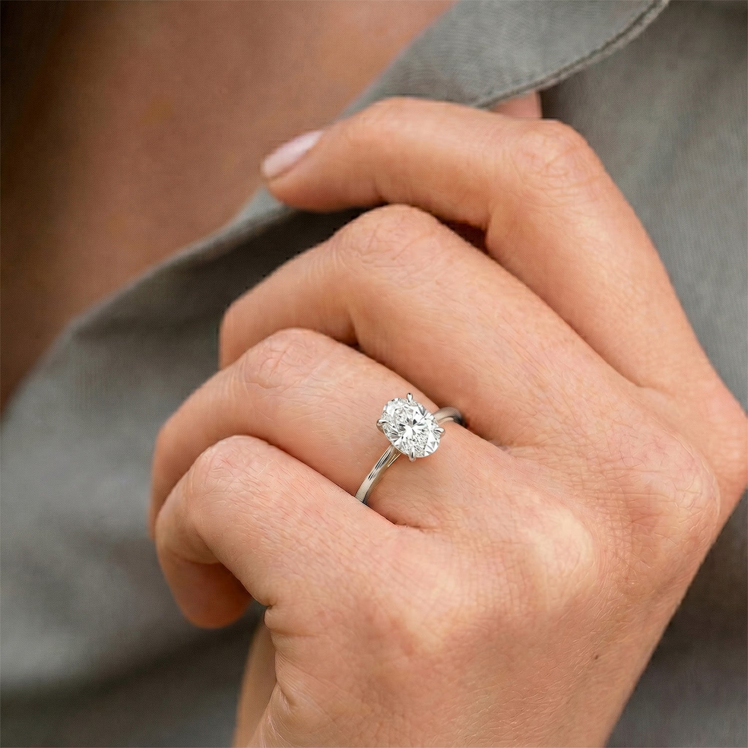 LUXURIANT 1 Ct. Lab Grown Diamond Oval Cut Solitaire Ring in Rhodium Overlay Sterling Silver 8277261 6