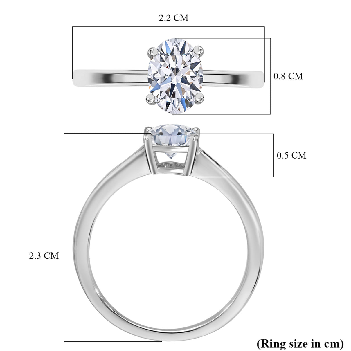 LUXURIANT 1 Ct. Lab Grown Diamond Oval Cut Solitaire Ring in Rhodium Overlay Sterling Silver 8277261 8