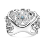 GP Italian Garden Collection - London Blue Topaz, Blue Sapphire, Swiss Blue Topaz & White Zircon Cluster Ring in Rhodium Overlay Sterling Silver 1.82 Ct, Silver Wt. 8.14 Gms._8277526_5