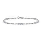 Luxuriant - Lab Grown Diamond (SI/GH) Station Bracelet (Size 7.5) in Rhodium Overlay Sterling Silver 1.03 Ct._8277647